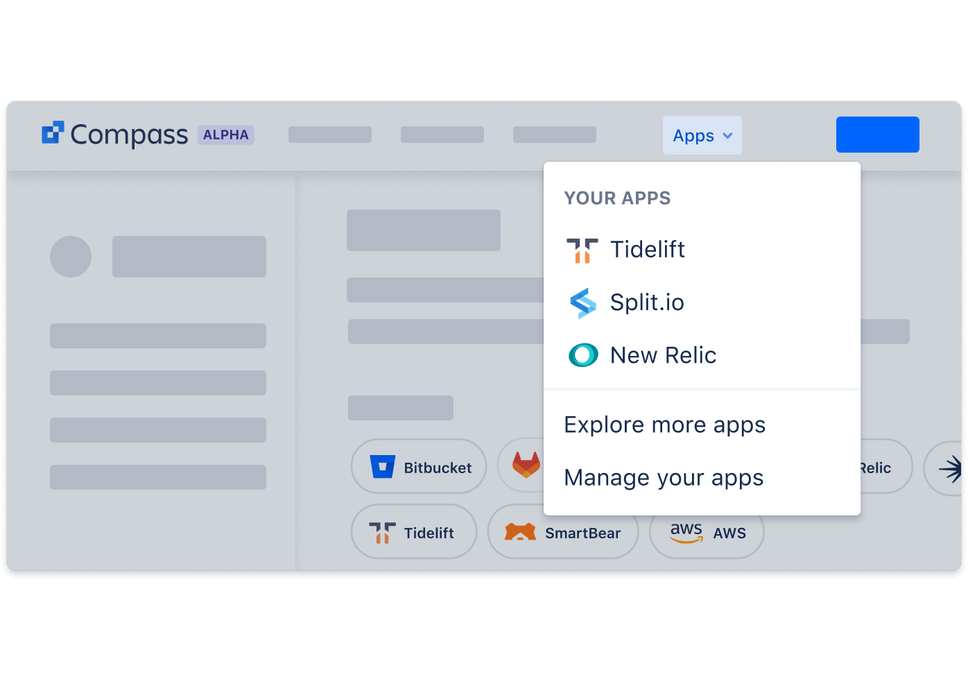 Compass 内のアプリのドロップダウン